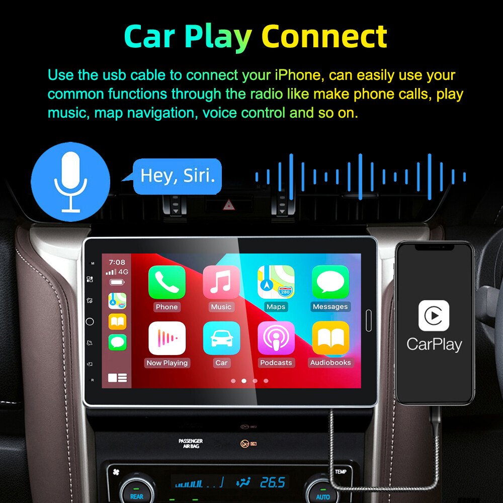 Carplay 10.1″ Car Stereo Radio Bluetooth Single 1Din Rotatable Touch Screen MP5