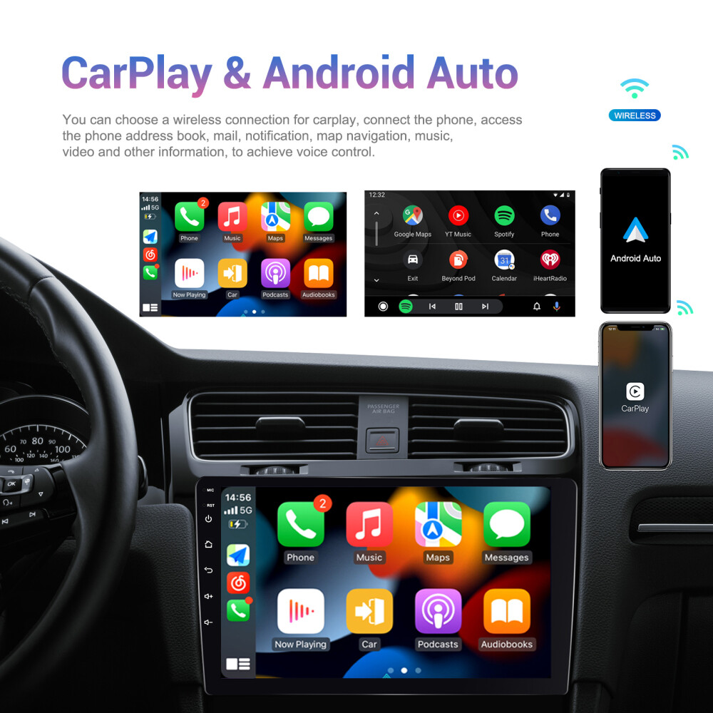 4G+64GB Apple Carplay Car Stereo Radio Android 13.0 GPS Navi WIFI FM RDS Camera