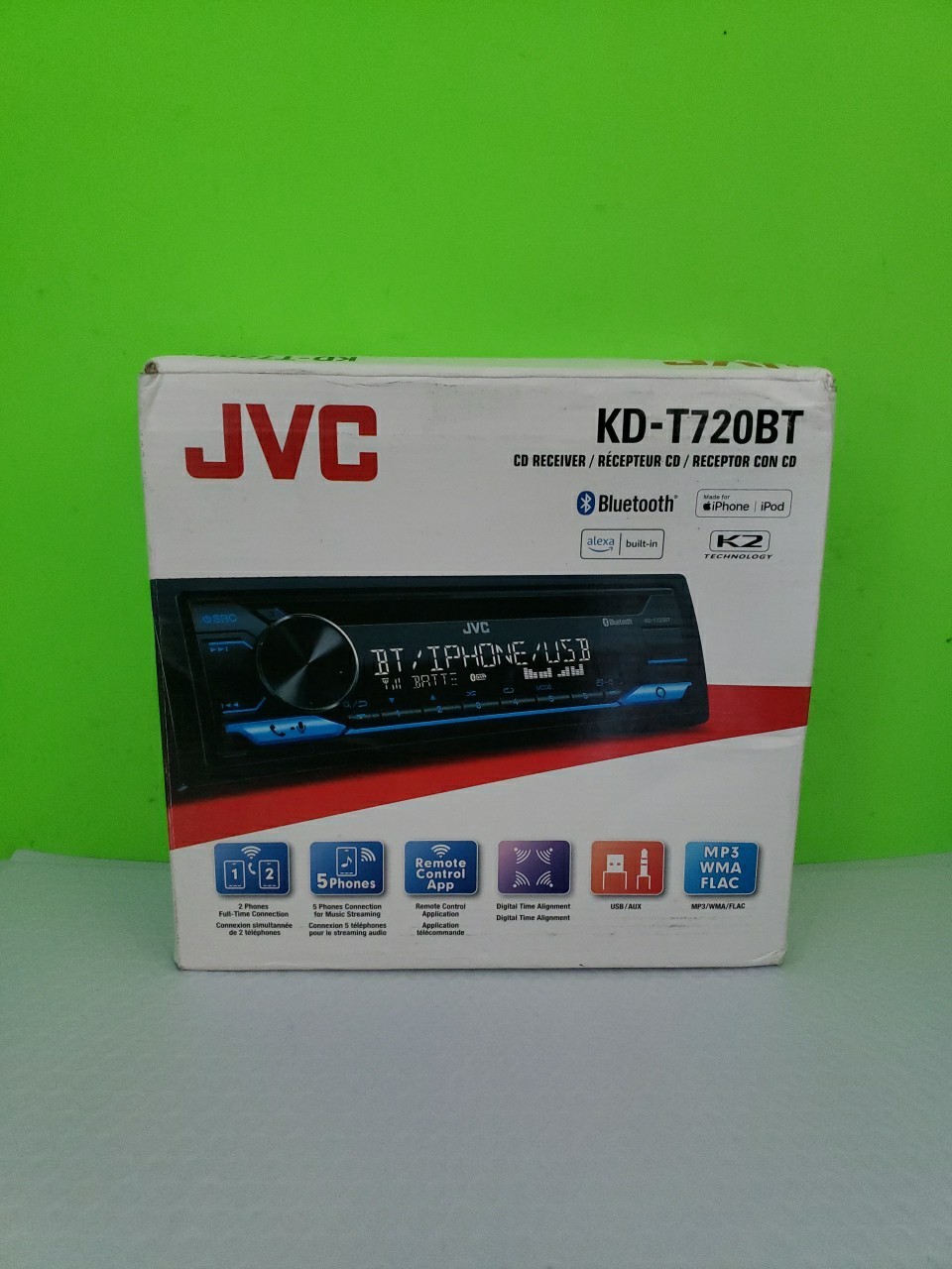 JVC KD-T720BT Bluetooth CD Player Android iPhone Alexa Pandora USB Aux MP3 AM FM