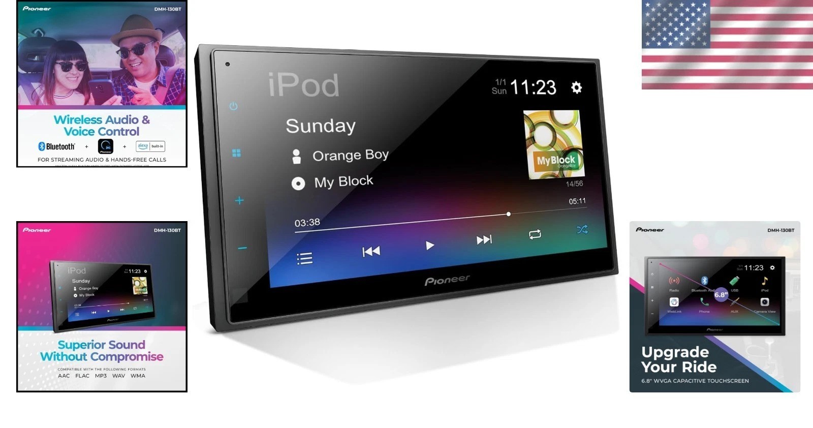 DMH-130BT 6.8″ In-Dash Bluetooth Receiver with Backup Camera & Alexa Integration