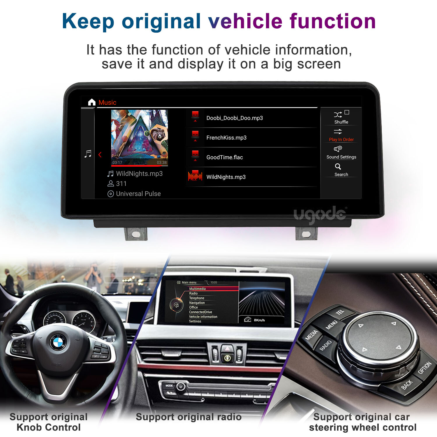 Ugode 10.25inch 8+128G Android13 Screen UPGRADE CARPLAY BMW X1 F48 2016-2017 NBT