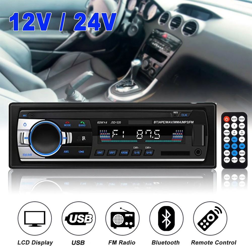 Bluetooth Car Radio Player Stereo Audio In-Dash FM Aux Input Receiver SD MP3