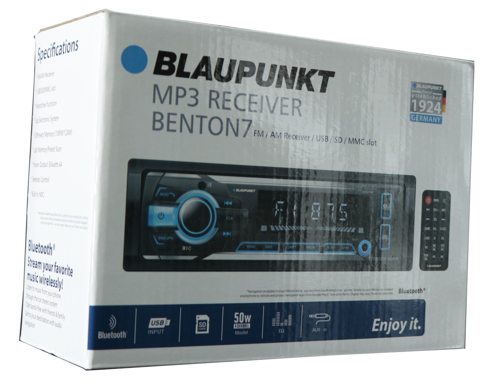 Blaupunkt 1-Din Car Bluetooth FM Digital Media Receiver + 6×9″ and 6.5″ Speakers