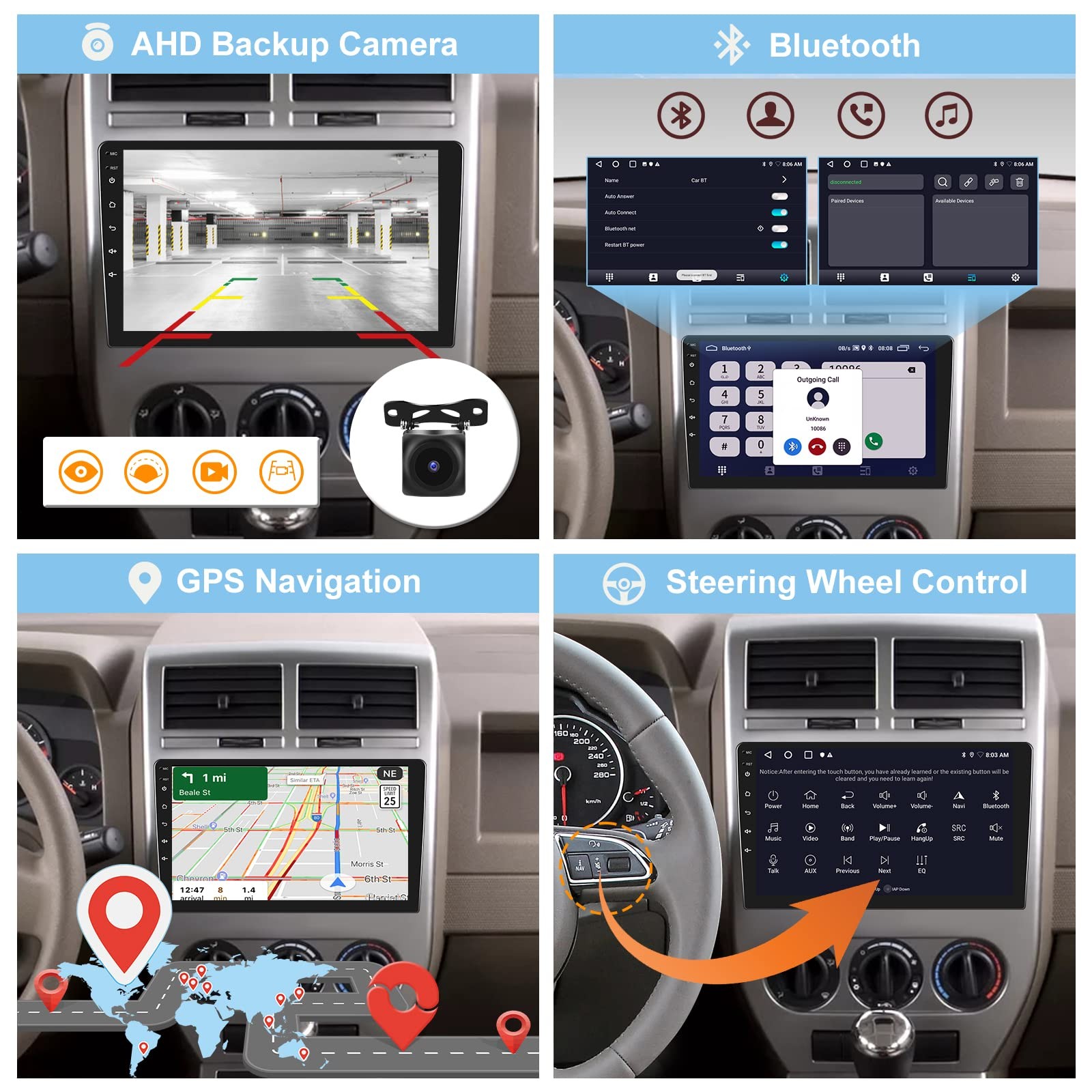 Ekat 2G32G Car Radio For Jeep Compass Patriot 2007 2008 2009 10.1 Inch Android