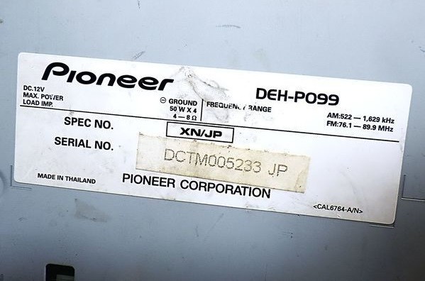 Used Pioneer Carrozzeria DEH-P099 Bluetooth Car Audio 1DIN WMA from Japan