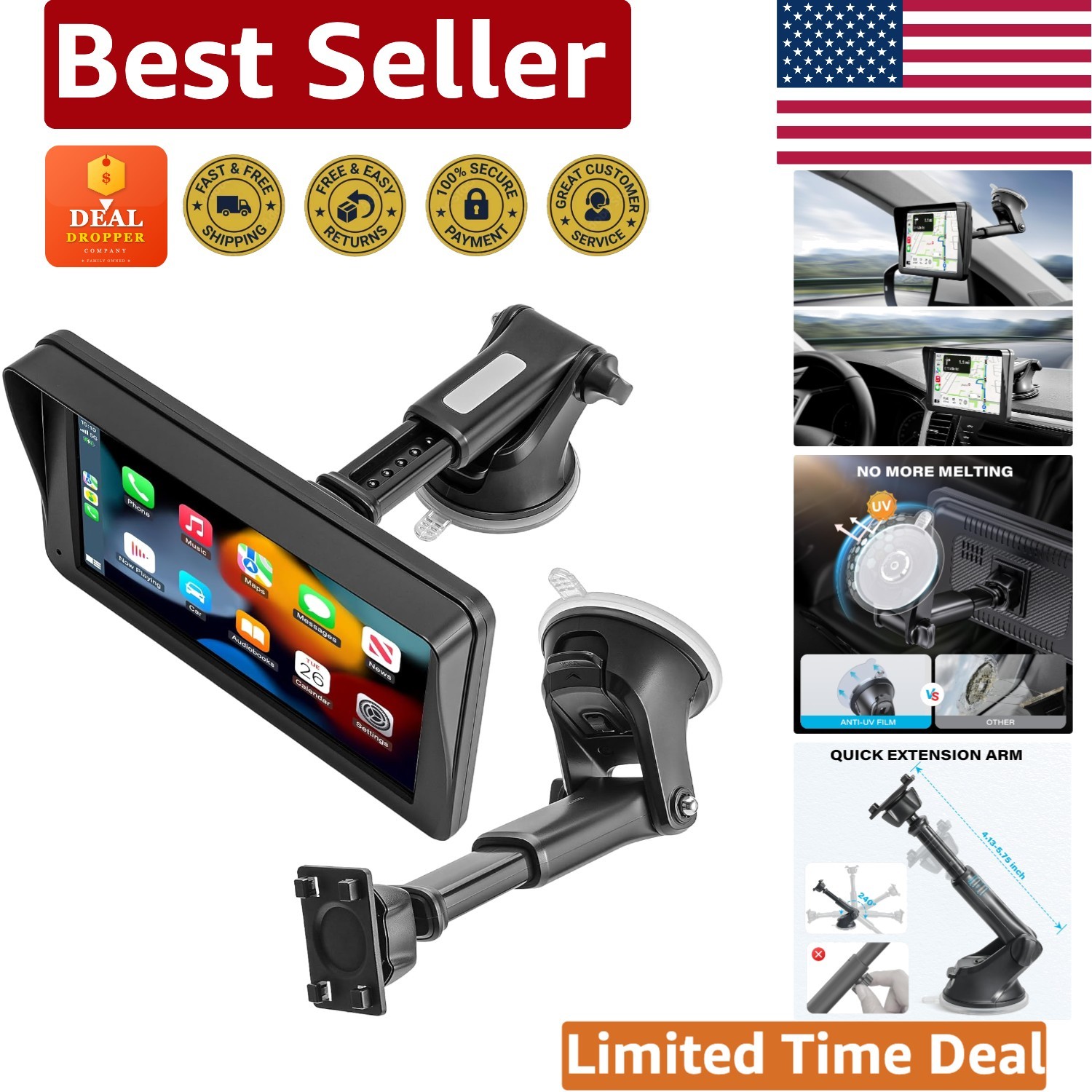 Compact Suction Cup Mount for 7-11 Inch Monitors – Strong Adhesive & Adjustable
