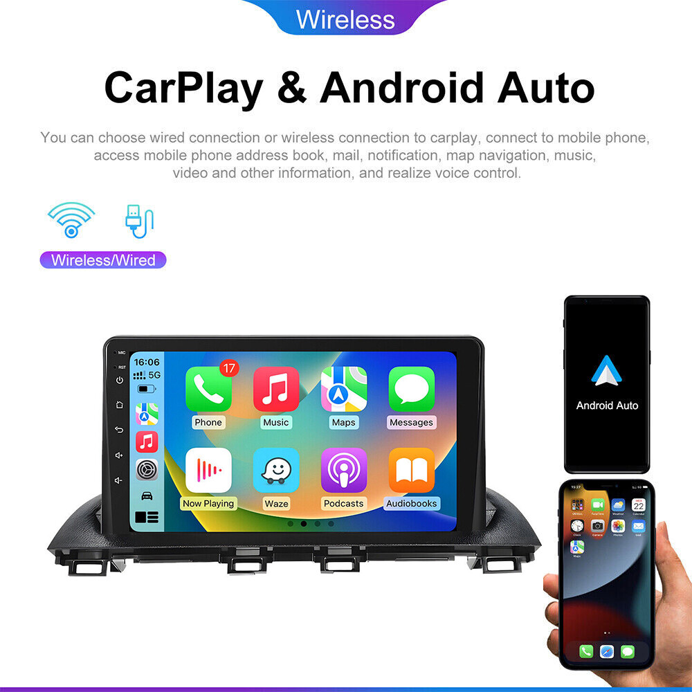 For Mazda 3 2014-2018 Car Stereo Radio Android 12 Apple Carplay GPS Navigation
