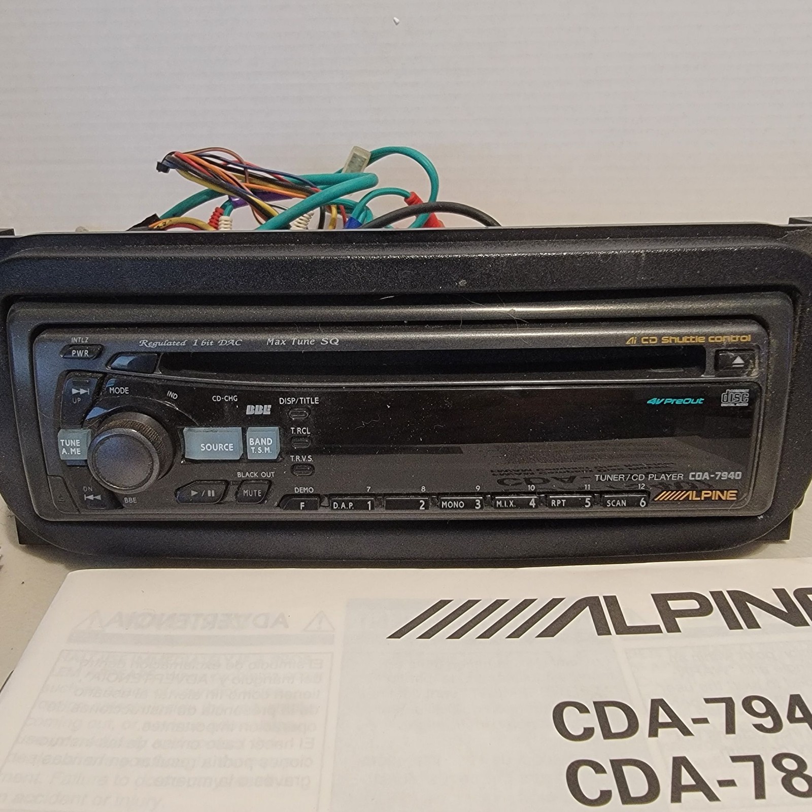 Alpine CDA-7940 Car CD Player Receiver FM AM Remote Wire Harness Manuals Box