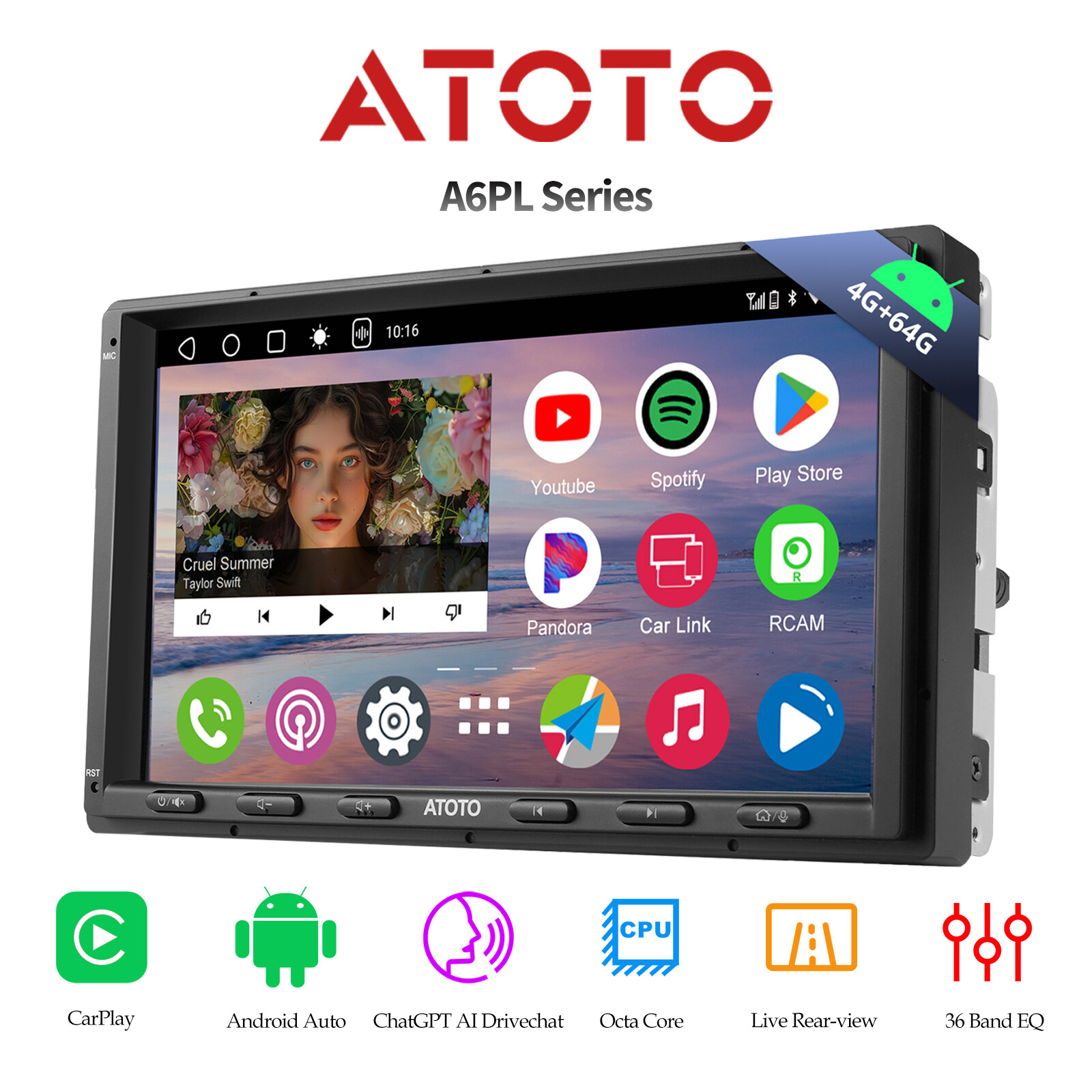 ATOTO A6PL 7″ 2 DIN ChatGPT Android Car Play Stereo Radio Digital Media Receiver