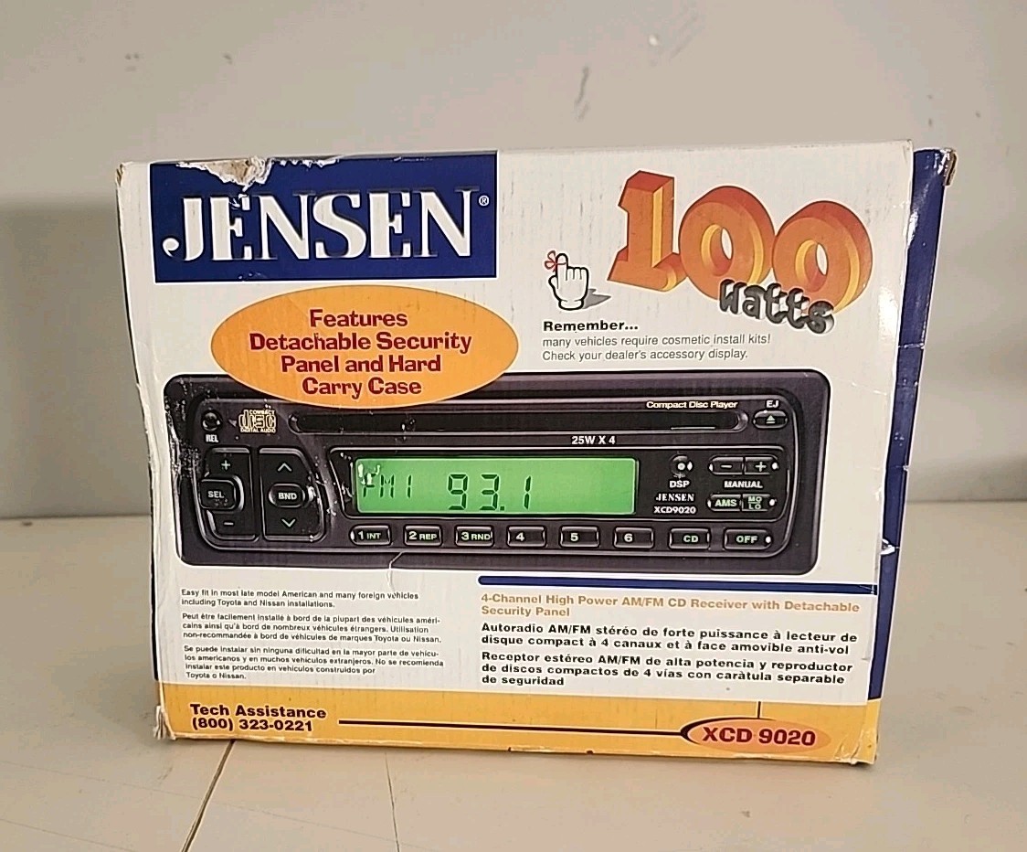 Jensen XCD 9020 Car AM/FM CD RECEIVER with Detachable Face Plate- New in Box
