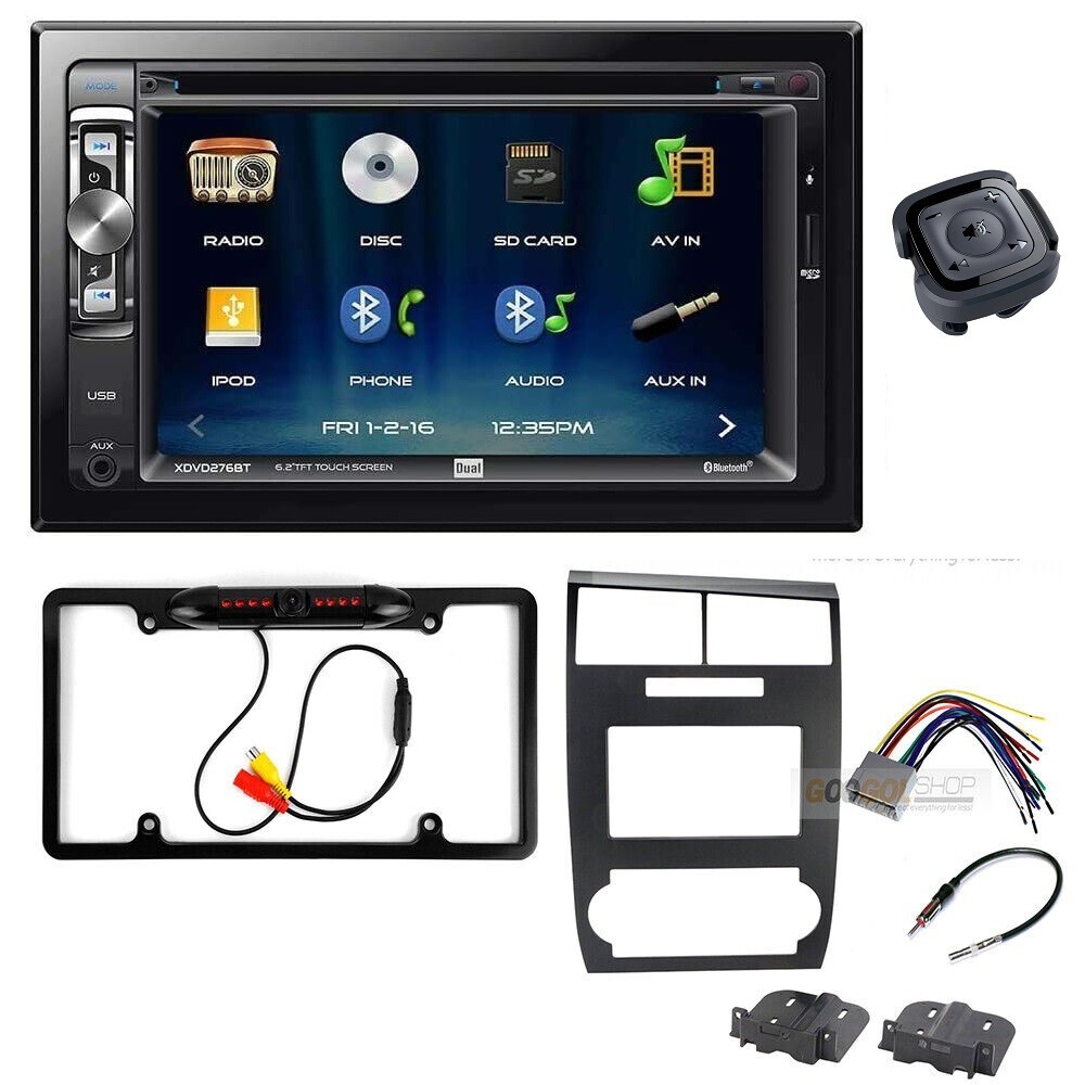 XDVD276BT Bluetooth Car Stereo, Camera + Install Kit for 2005-2007 Dodge Charger