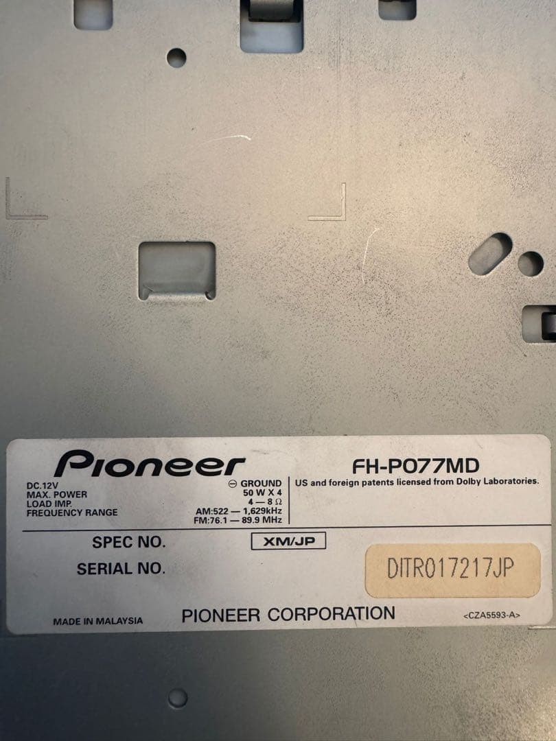 Pioneer Carrozzeria FH-P077MD CD/MD Player Car Audio Operation Guaranteed