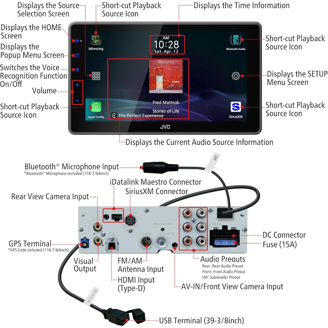 JVC KW-Z900W 1DIN 9″ Digital Multimedia Receiver w/ Apple CarPlay & Android Auto