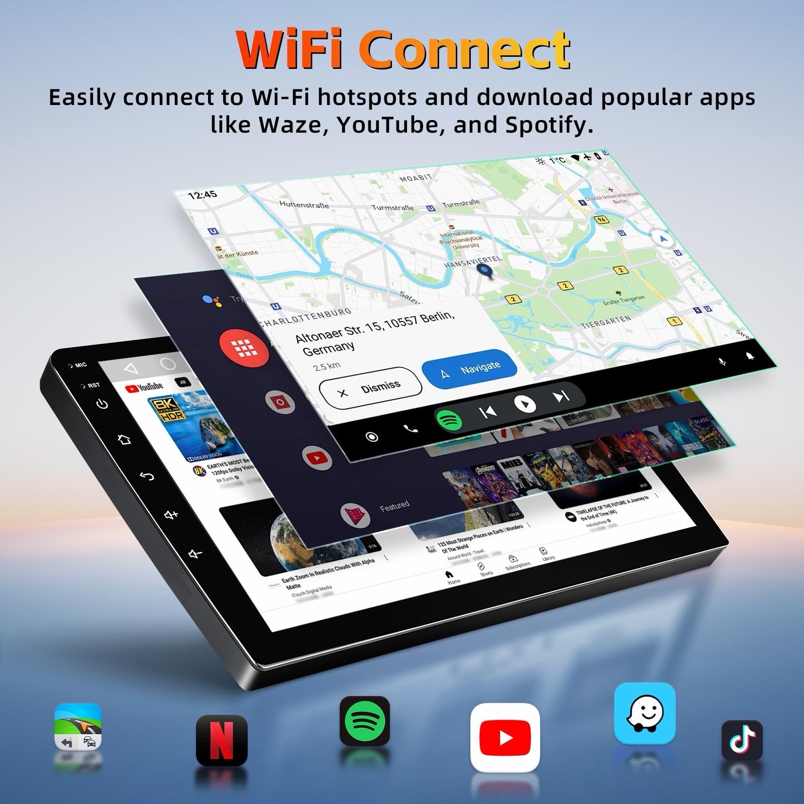 10 Inch Car Stereo for Jeep Wrangler JK 2007-2018 Wireless CarPlay Backup Camera