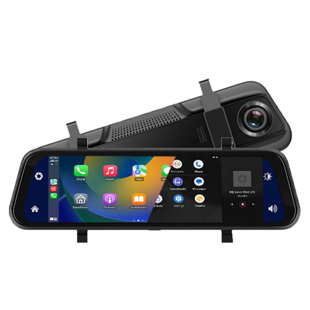 9.66″ Dash Cam Rear View Mirror Monitor Wireless Carplay Dual Front Rear Camera