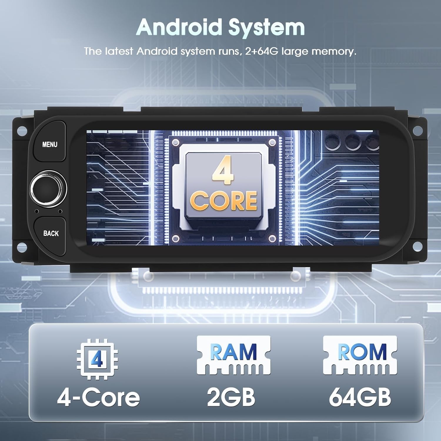 Android 15 Single DIN Car Stereo 6.86″ GPS CarPlay Auto Camera Jeep