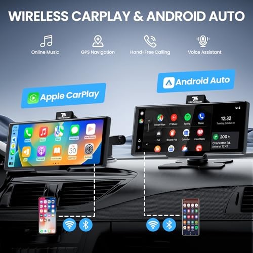 10.26″ Portable Apple CarPlay Screen for 10.26 inch with Dash Cam & Backup Cam