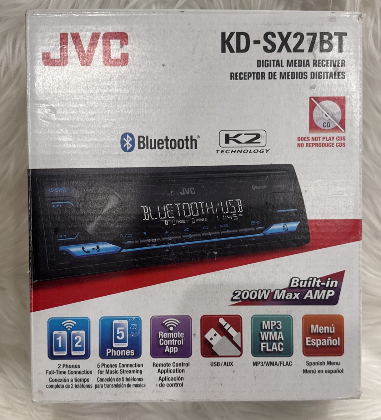 JVC KD-SX27BT Car Stereo with Bluetooth, 200W Digital Media Receiver-OPEN BOX!
