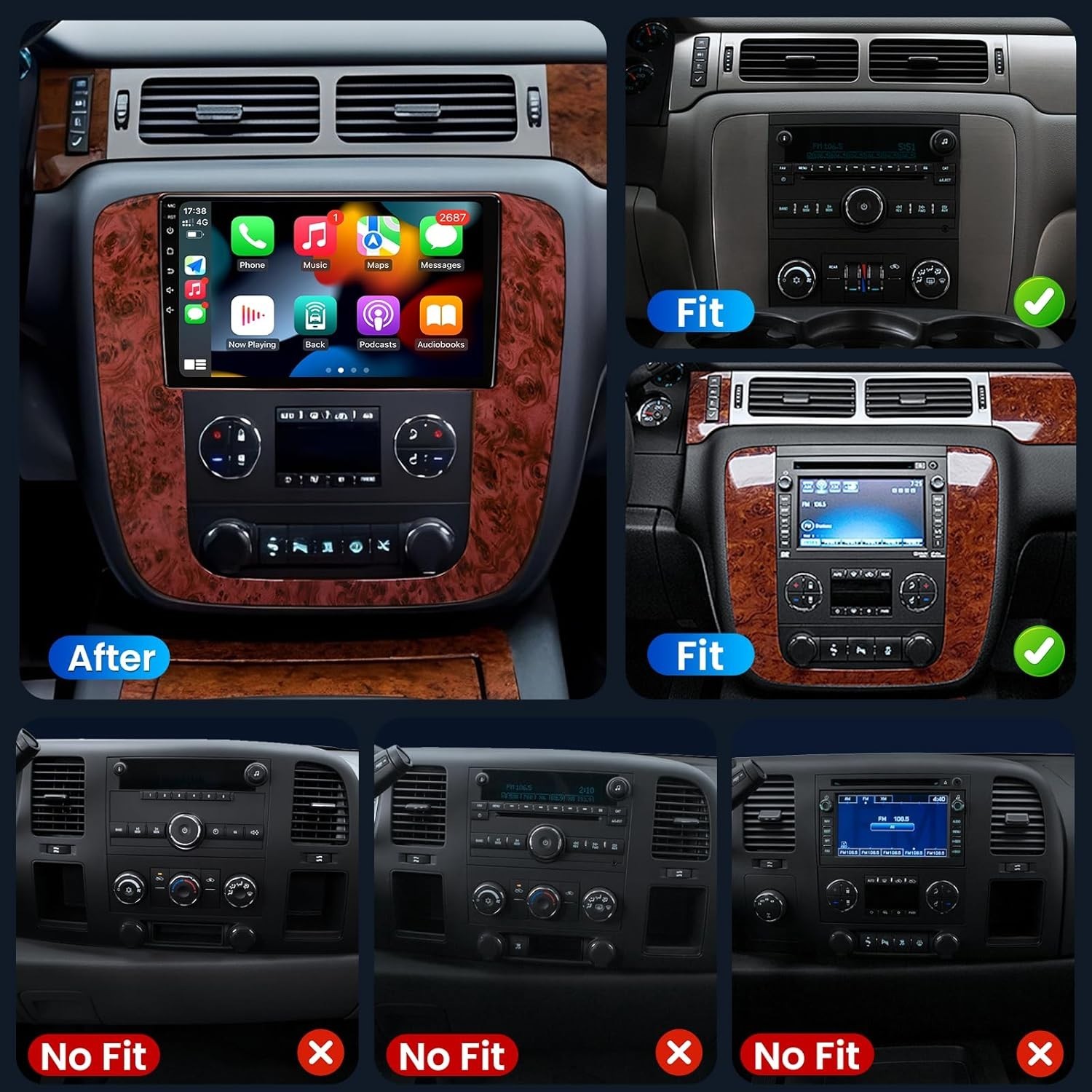 9″ 8Core 4+32G Android Auto Carplay 2007-2013 Chevy Silverado GMC Sierra +more