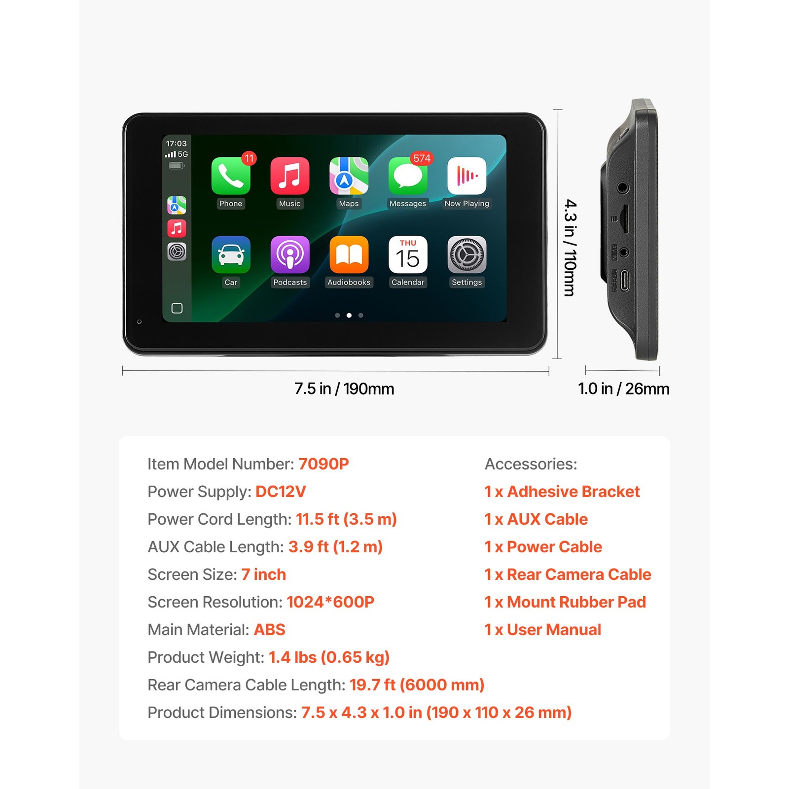 Uimoso 7-Inch Touchscreen Car Stereo with CarPlay, Android Auto & Backup Camera