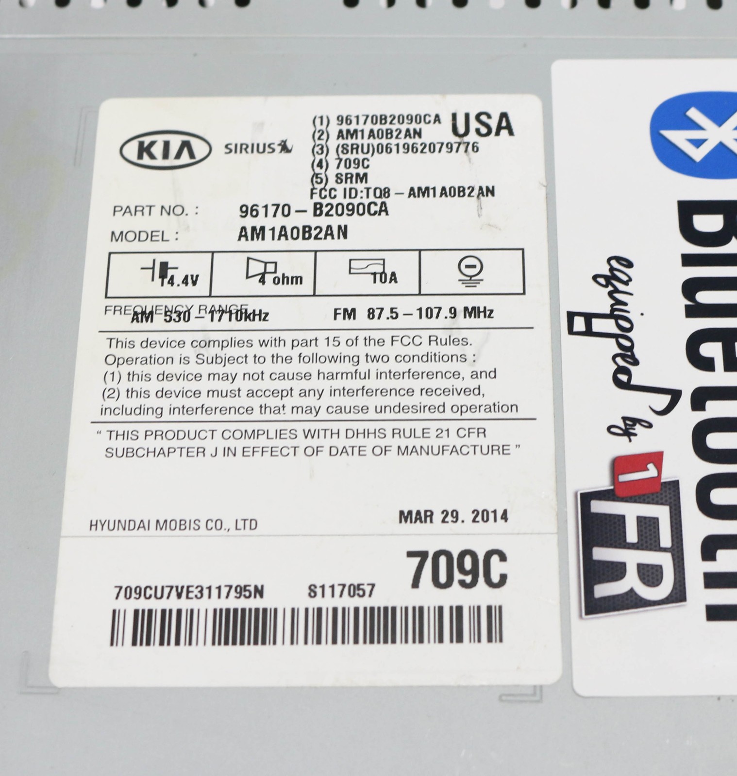 2014-16 Kia Soul OEM AM FM Radio mp3 Bluetooth and Satellite Ready 96170-B2090CA