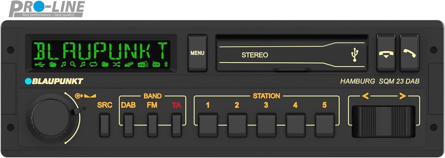 Blaupunkt Hamburg SQM 23 DAB 1-DIN Retro Car Radio DAB+ Bluetooth USB AUX 200W