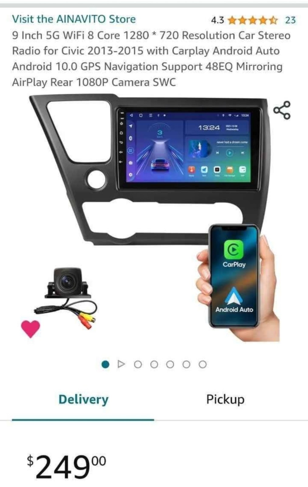 For Honda Civic Car Radio 2013-2015 | Carplay Android Auto | 5G WiFi | FM AM…