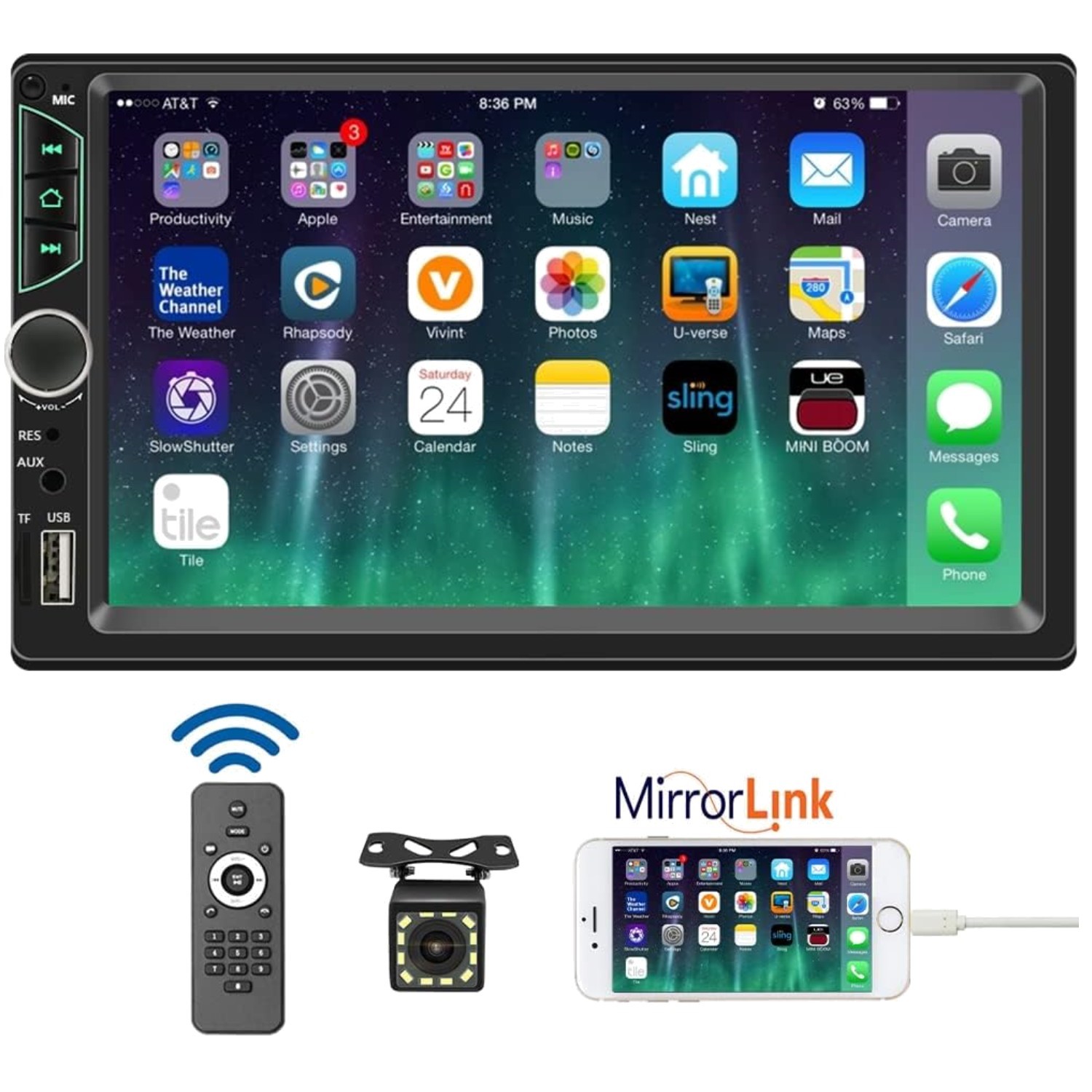 Touchscreen Car Audio Receiver with Bluetooth