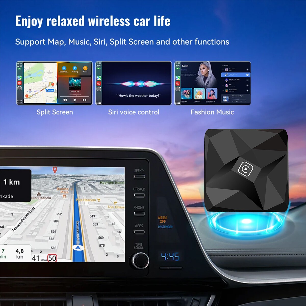 For Wireless CarPlay AI Box Android Auto Adapter WIFI Converter Netflix YouTube