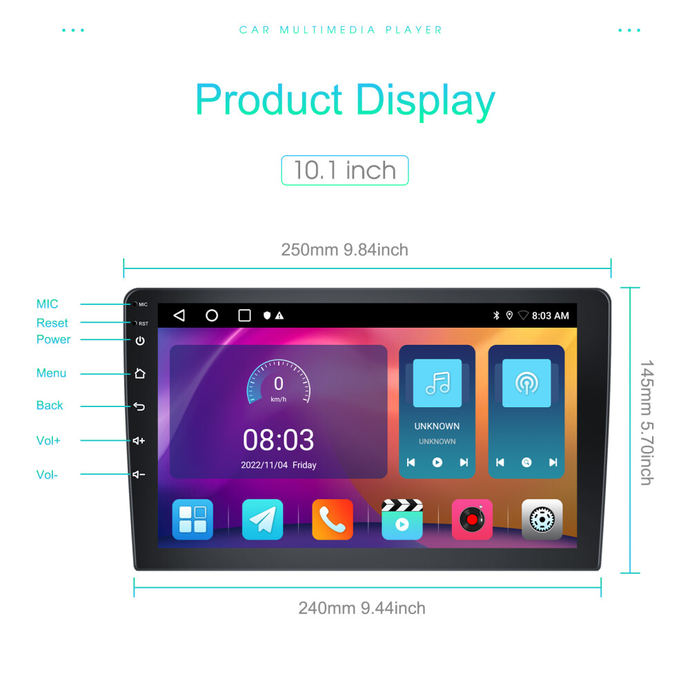10″ Android 15 Double 2Din Car Stereo CarPlay Auto Radio GPS Navi WiFi BT 2+32GB