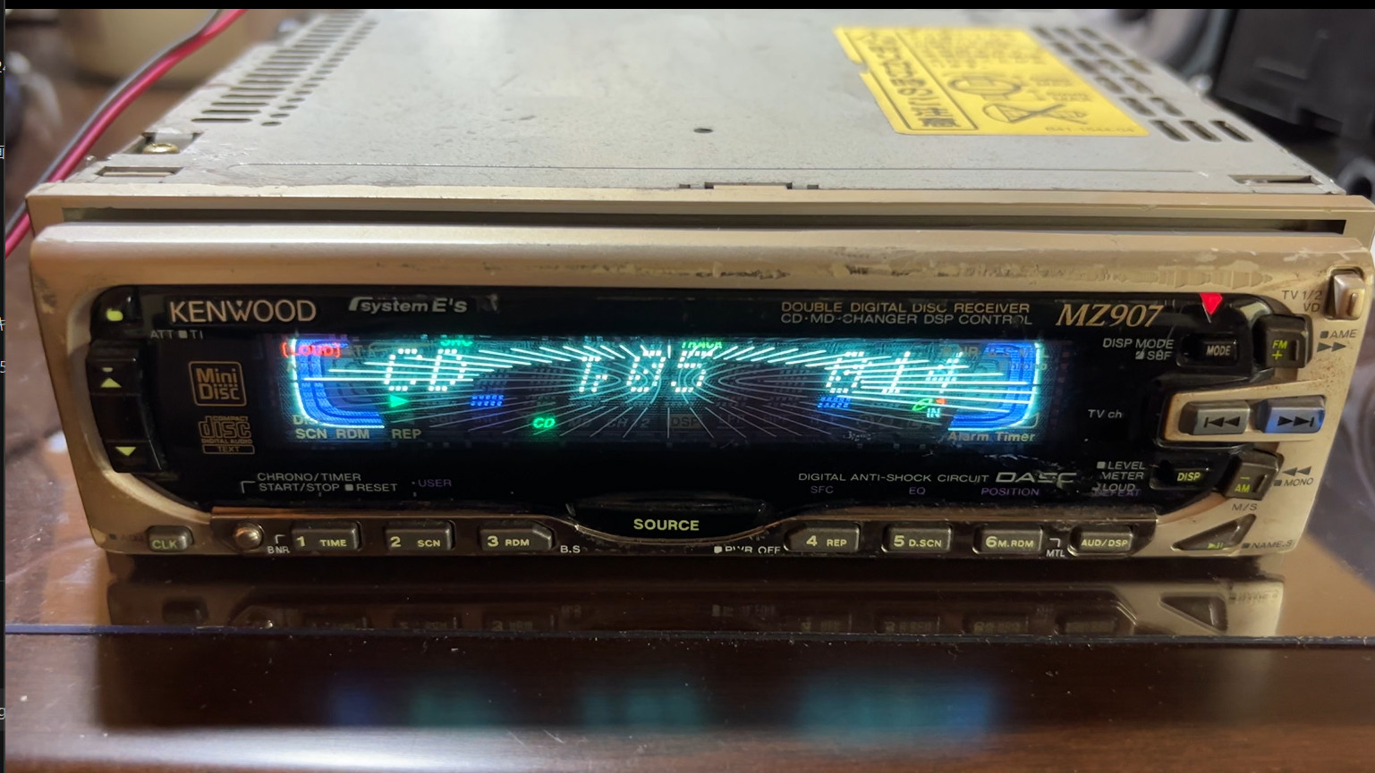 JDM KENWOOD MZ907 CD MD Player with Power Harness Dual Display Working USED Rare