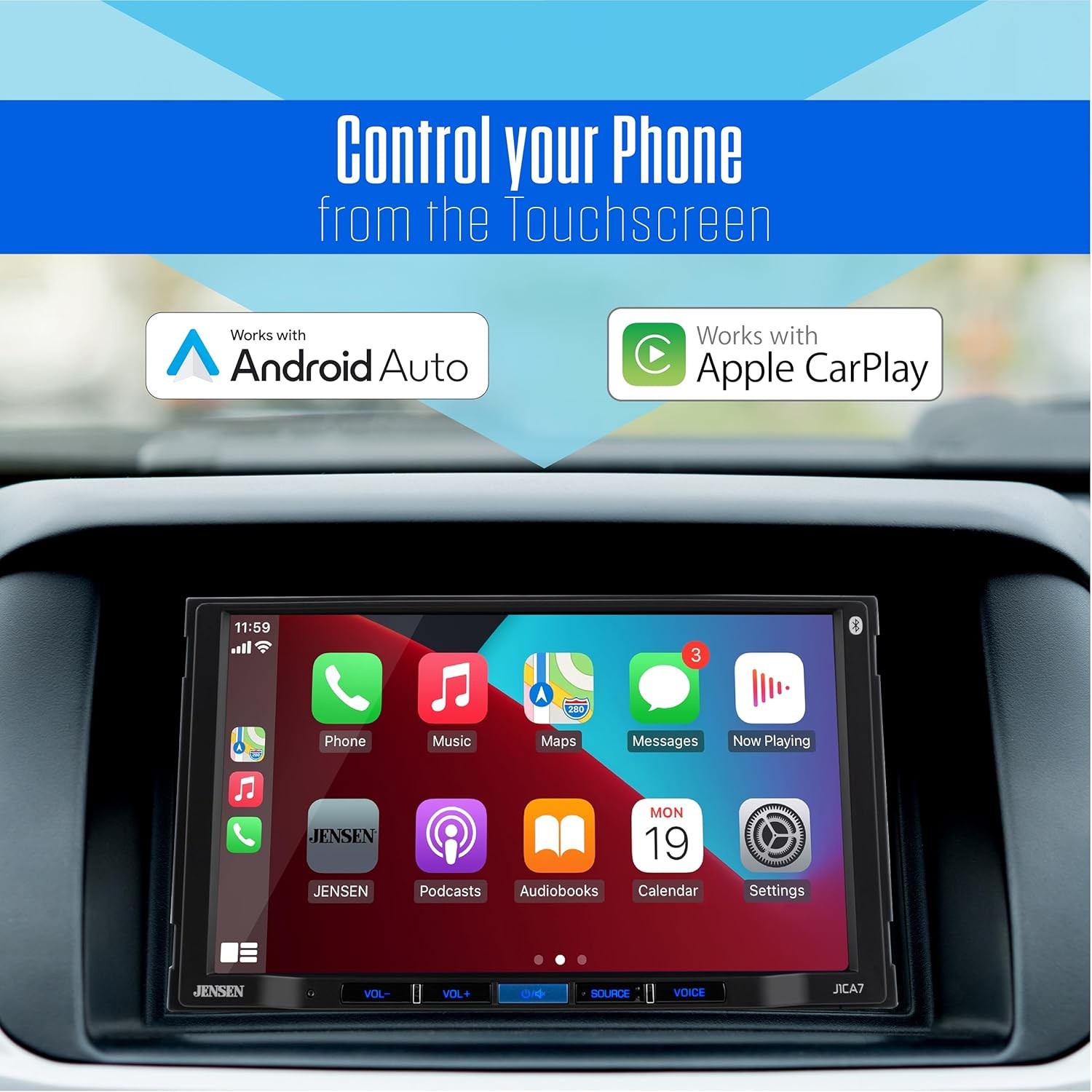 JENSEN J1CA7-BUC 7″ Apple CarPlay Android Auto Radio & Backup Camera Combo New