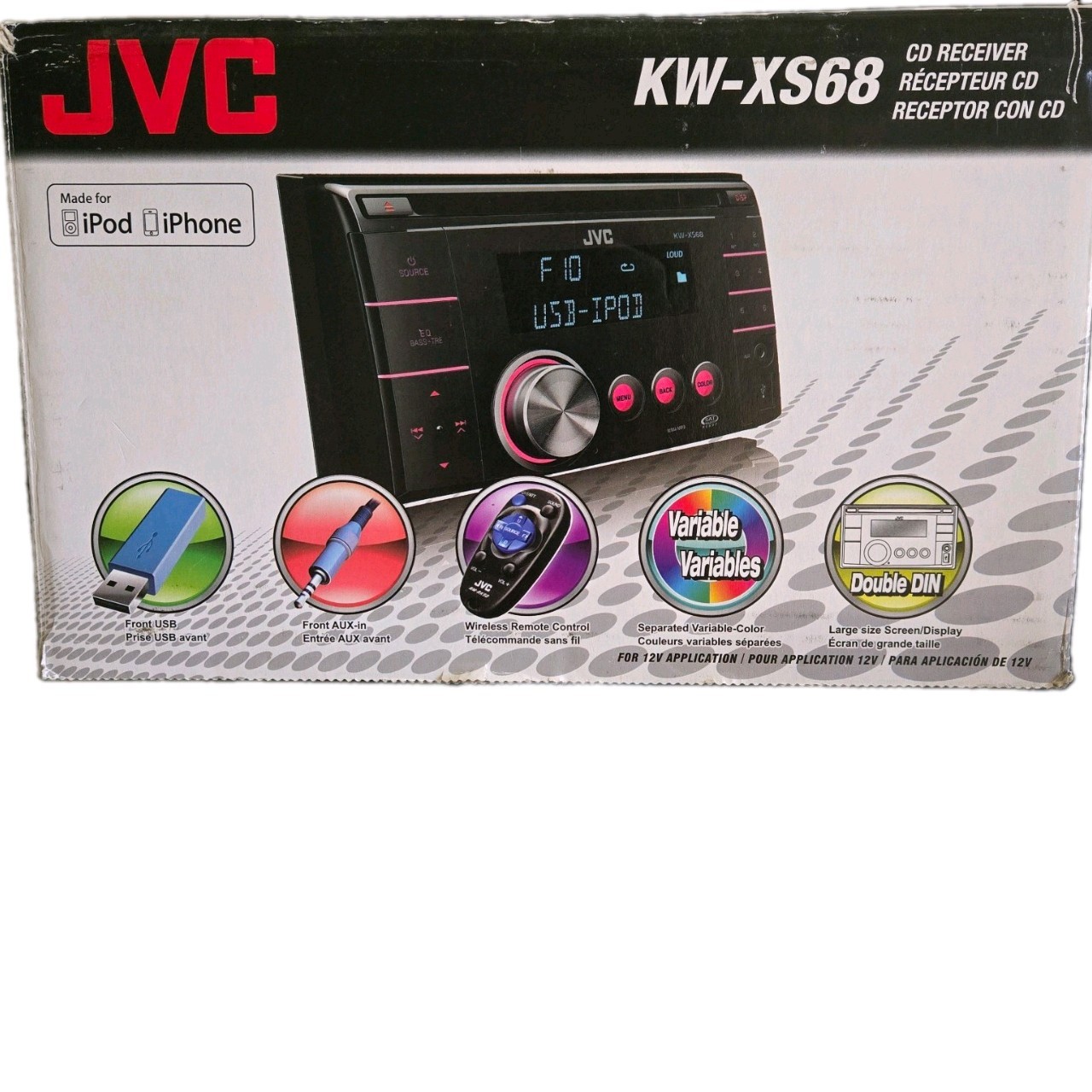 JVC KW-XS68 Universal Car Stereo Radio CD Receiver, Aux, USB With Remote