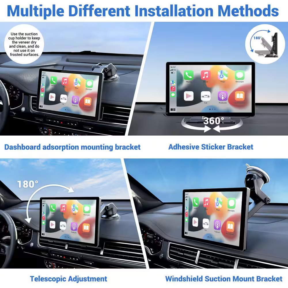 Q9S Wireless Apple Carplay Screen 4 K Dash Cam 9 In. Car Stereo with 1080 P Back