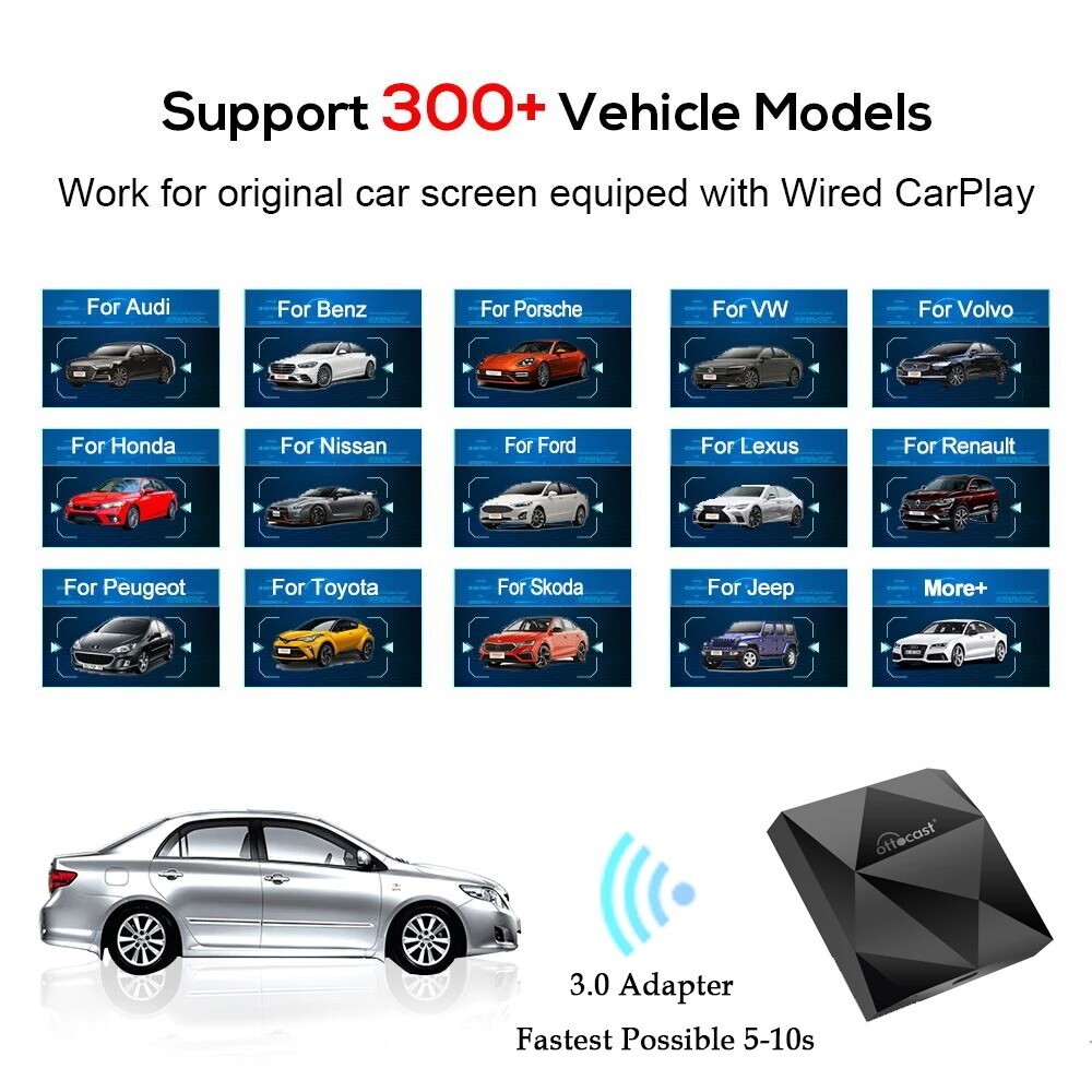 Auto Mini Wireless CarPlay Adapter CarPlay Dongle For OEM Wired CarPlay Cars
