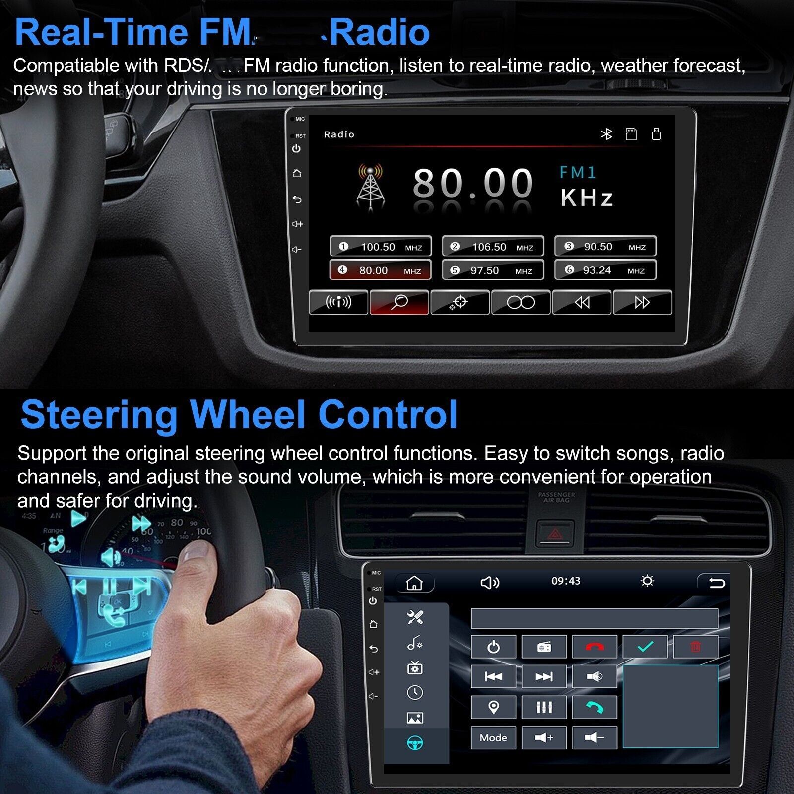 10inch Android 12 Car Stereo Apple Carplay Android Auto GPS WiFi 2Din Head Unit