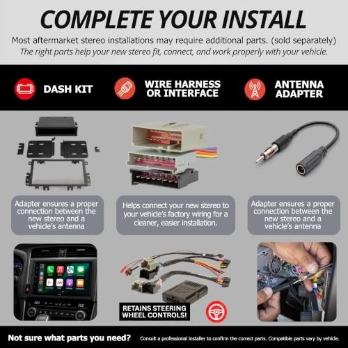 Double DIN Car Stereo Bluetooth 50W 4 Channel AUX USB AM FM Radio 13 Band EQ