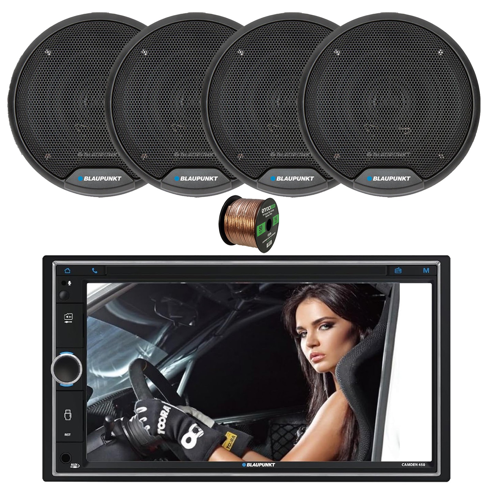 Blaupunkt CAMDEN 450 7” Touchscreen Receiver, 4x 6″ 40W Car Speakers, Wire