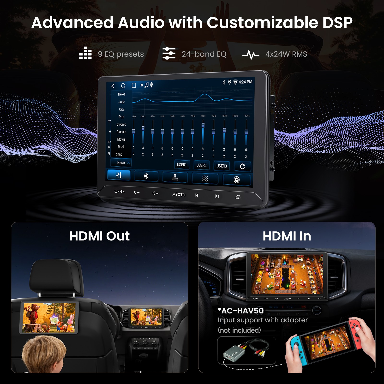 ATOTO Android Double 2DIN Car Stereo GenAI Radio CarPlay GPS Sat Nav DSP Camera