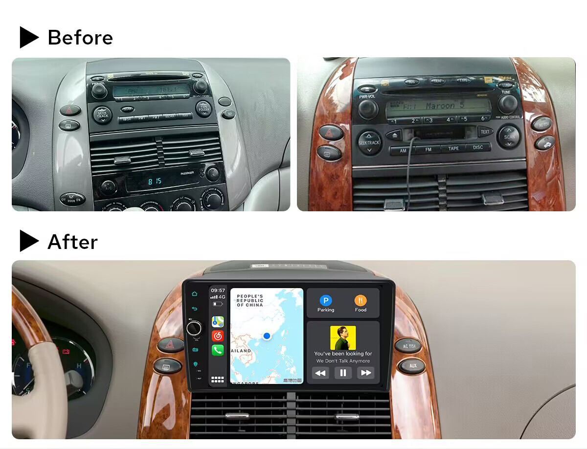 Android 12 9 inch Car Stereo with 4+64GB/ 8+128GB For Toyota Sienna 2004-2010
