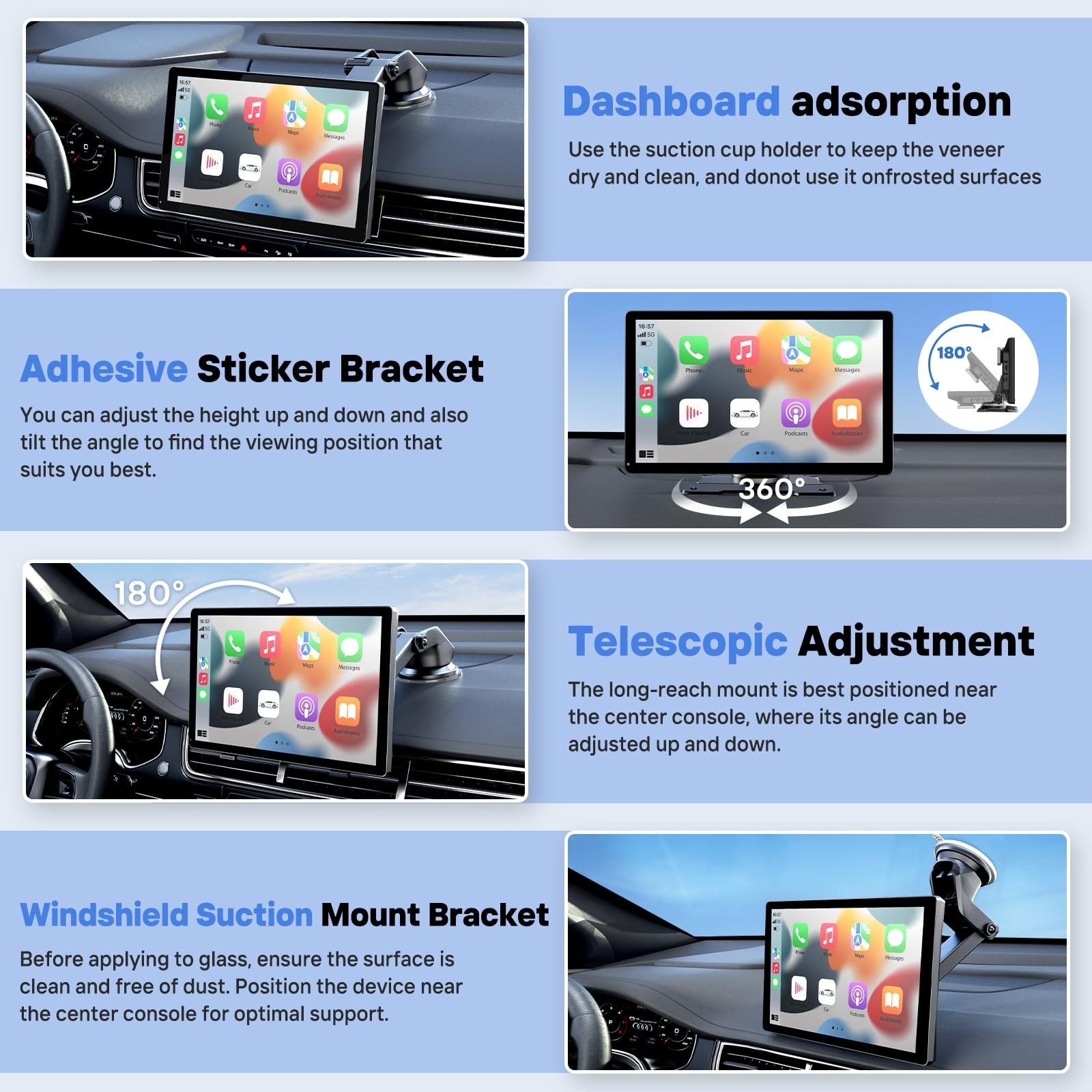 9″ Wireless CarPlay Touchscreen Display, Android Auto, GPS, Backup Camera, Bluet