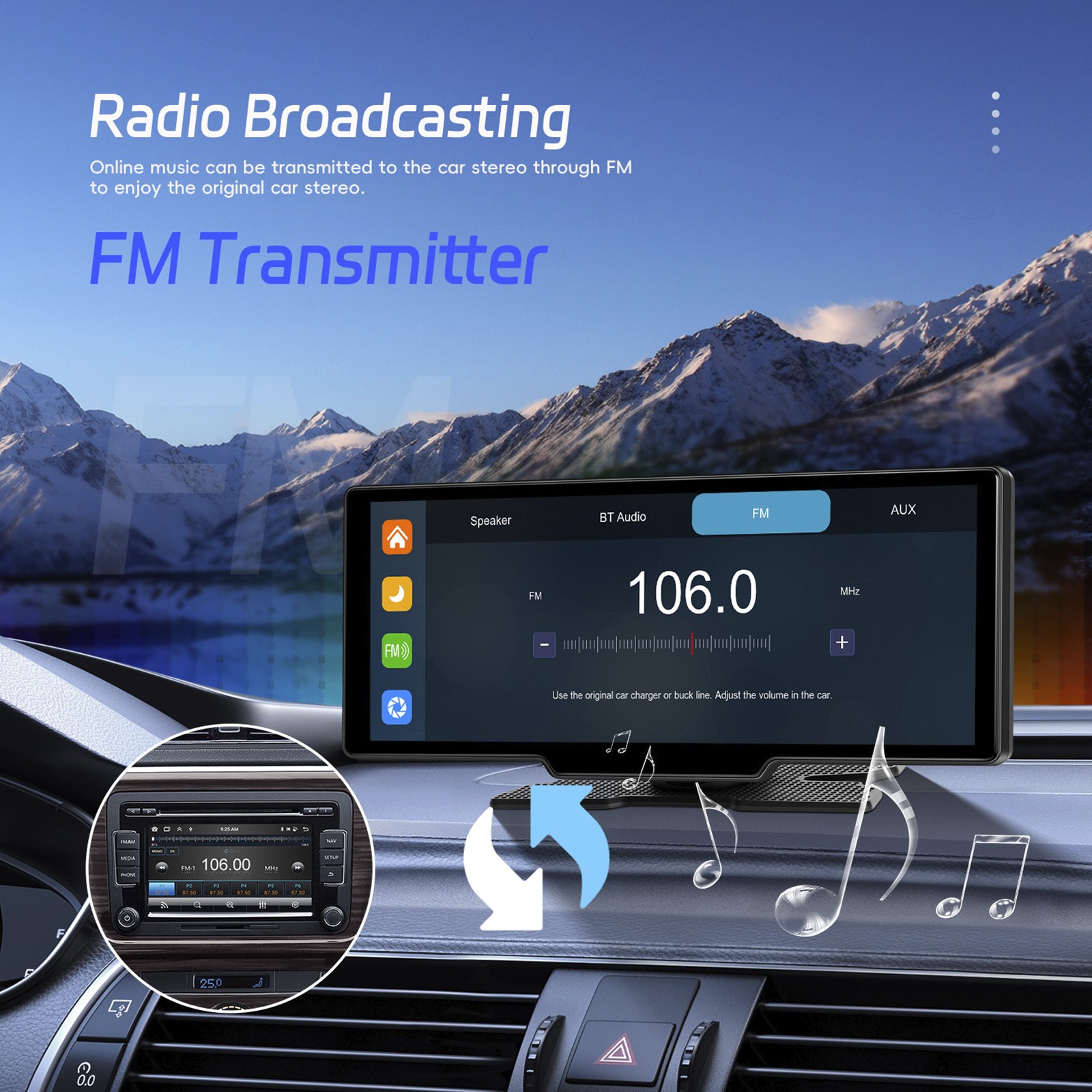 10.26″ Portable Bluetooth Car Navigation Wireless Carplay Car Radio AHD Camera