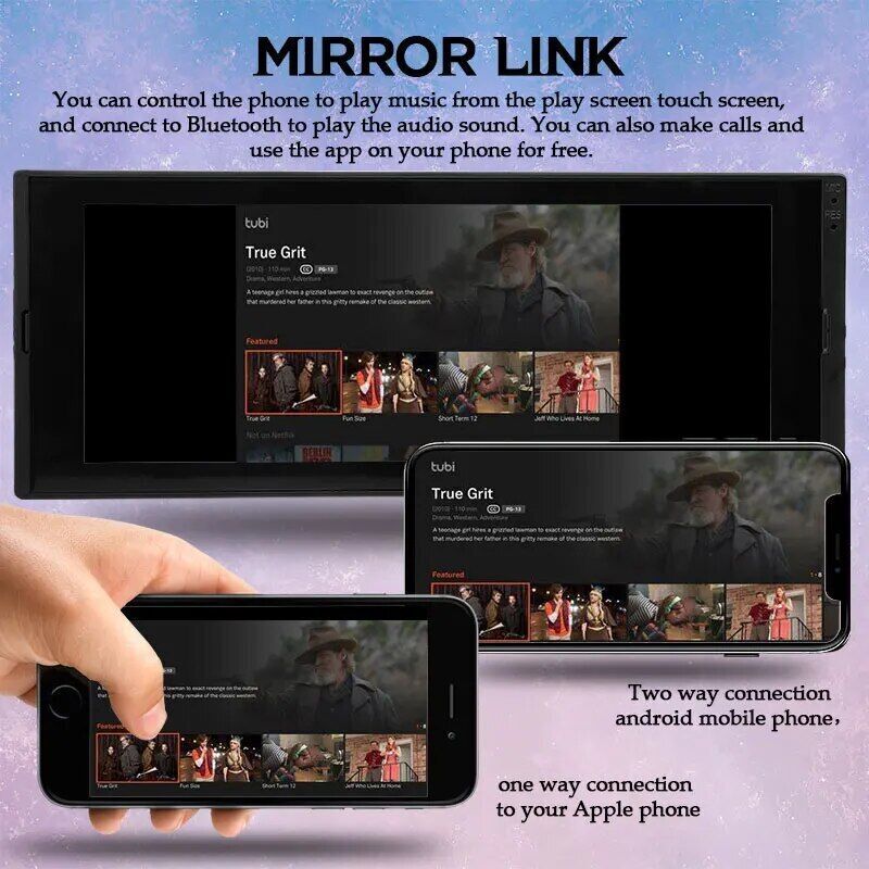 Single 1 Din Car Android Multimedia Player 6.9″ Touch Screen GPS WiFi Car Radio