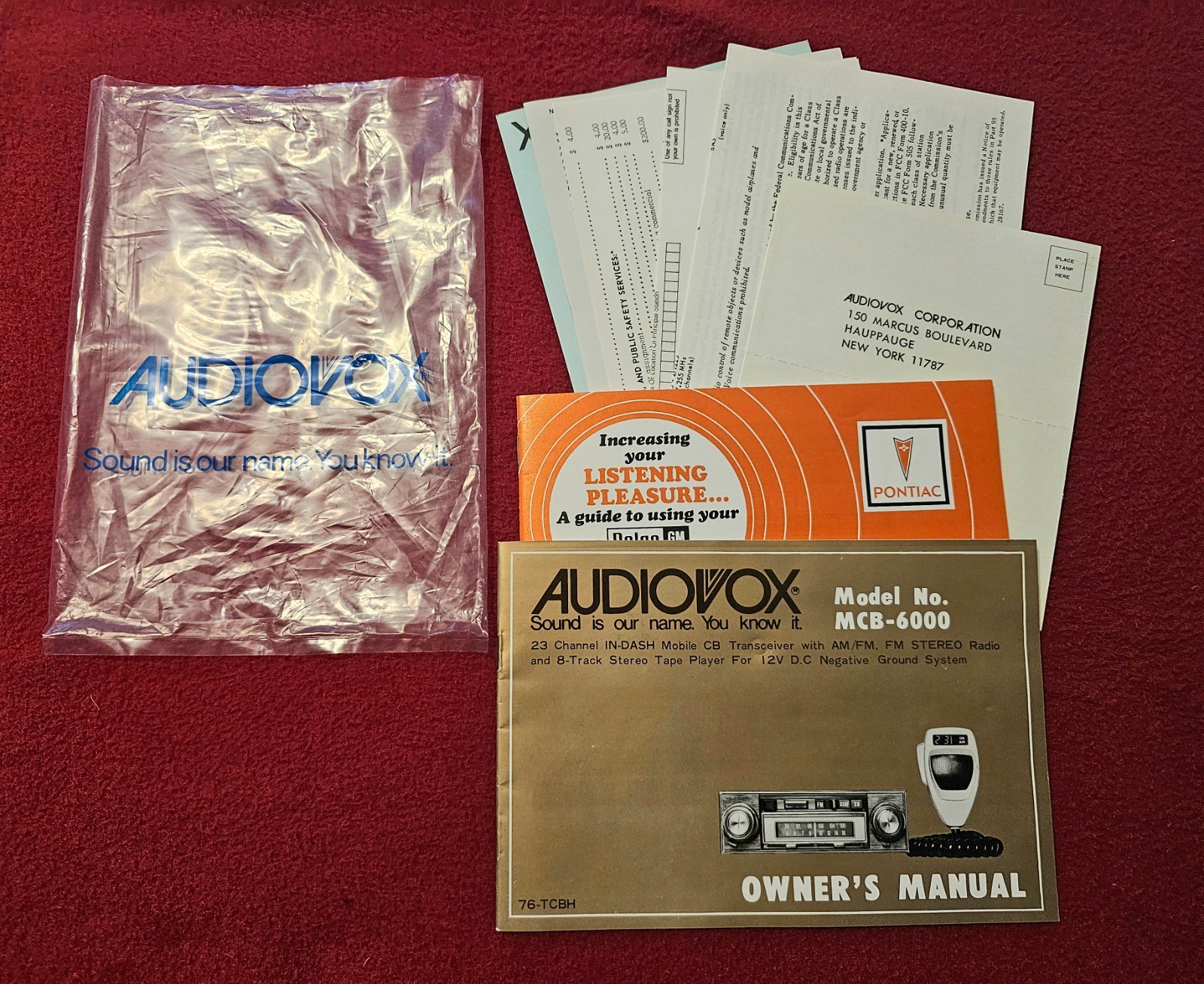 Audiovox 23 Ch. CB Car Radio Transceiver AM FM MPX 8 Track Stereo MCB-6000 NOS