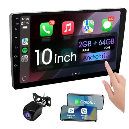10.1 Inch Double din car Screen,with wireles CarPlay and RAM 2GB+ROM 64GB
