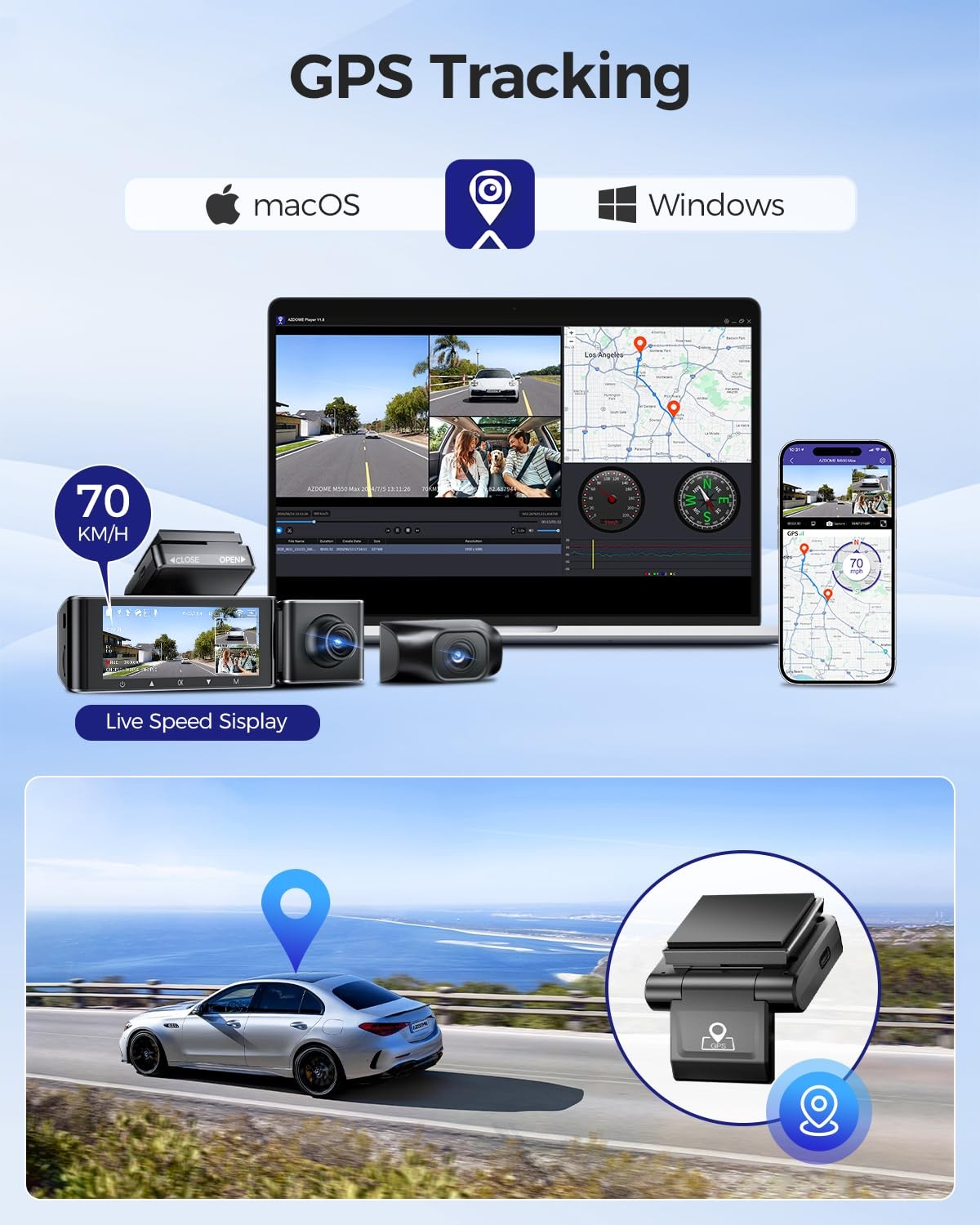 AZDOME M550 Max 4K 3-CH Dash Cam, Dual STARVIS, 4K+2.5K+1080P Front/Inside/Rear