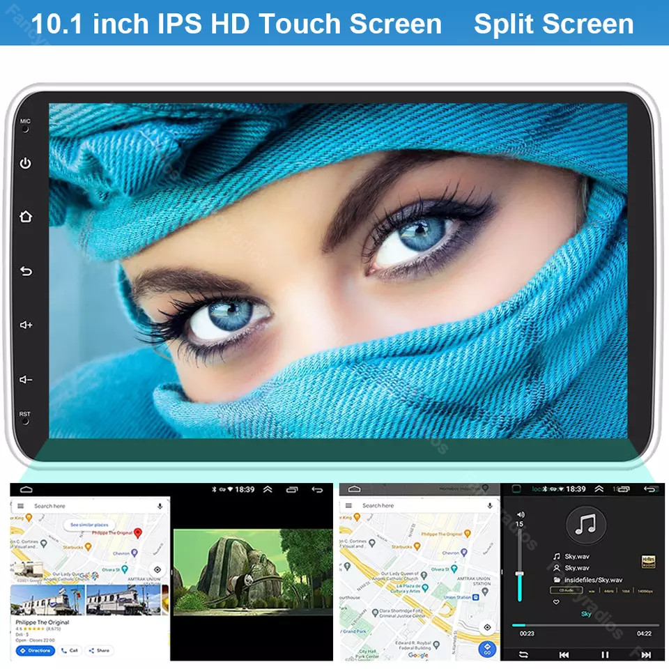 2 DIN Android 13 Apple CarPlay GPS WiFi Car Stereo 10.1” Rotatable Screen Radio