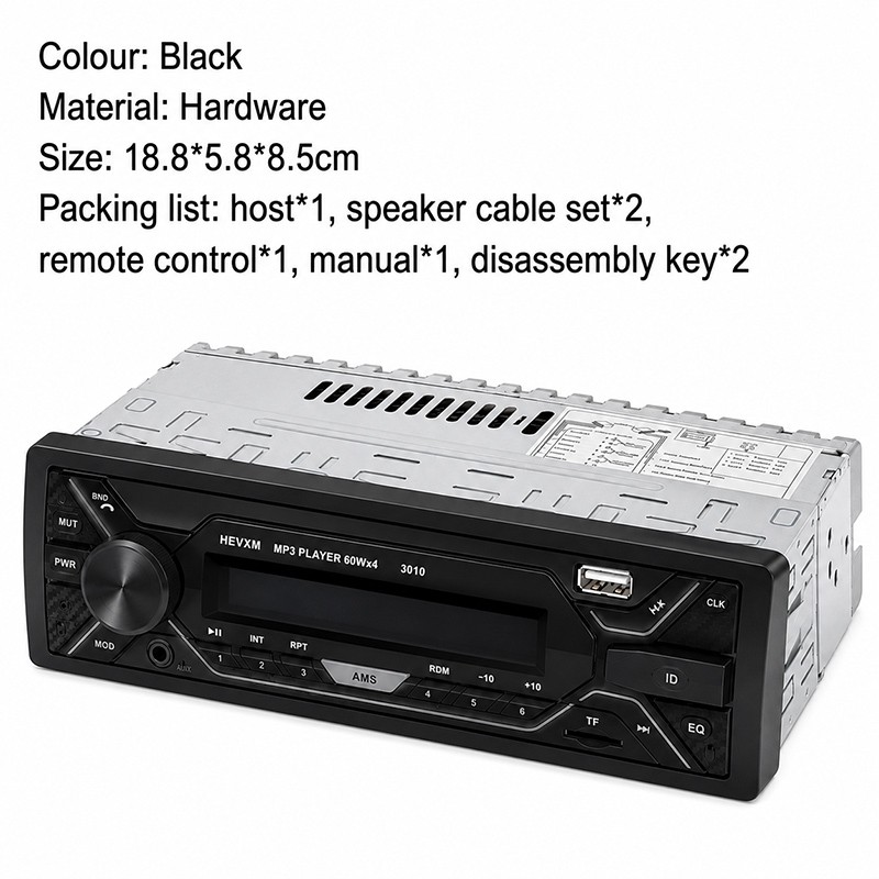 Car Stereo Audio Radio Receiver W/ Bluetooth in-Dash FM SD USB MP3 Player