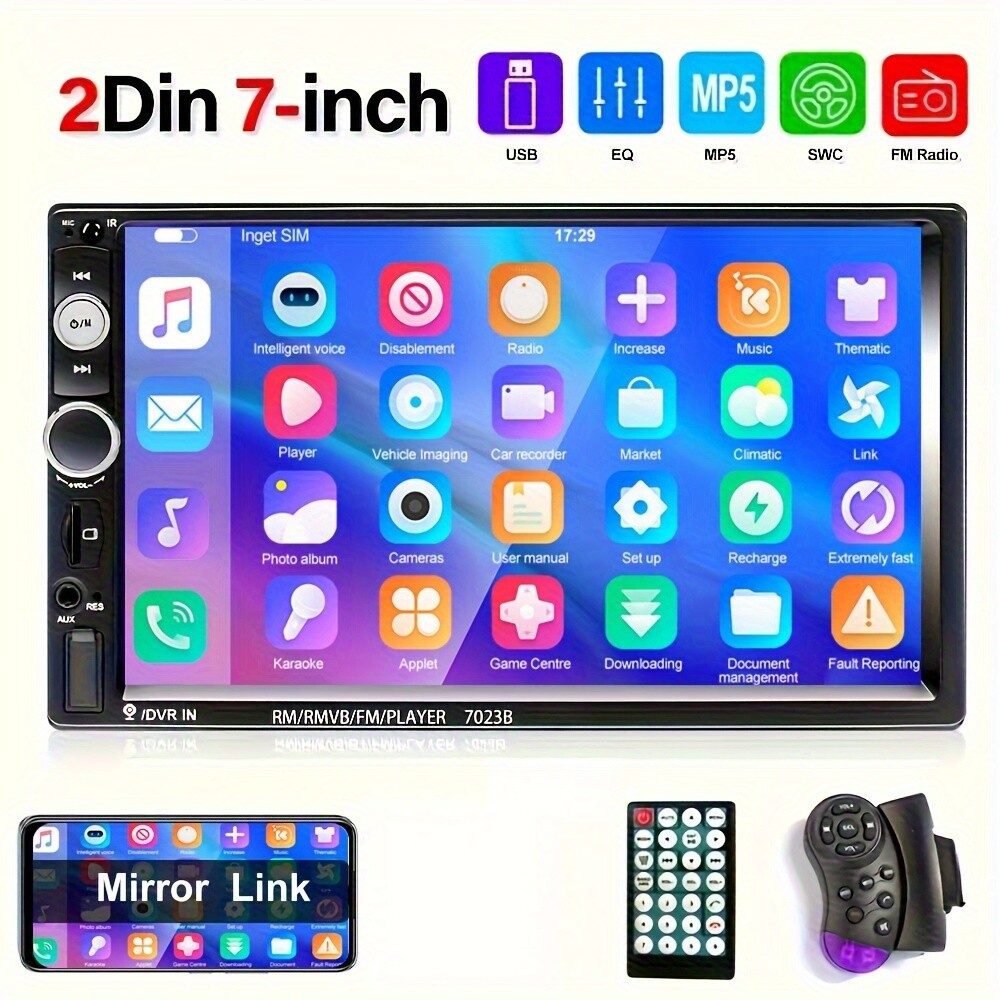 7″ Car Stereo Radio MP5 Player Double 2 DIN USB Touch Screen Bluetooth + Camera