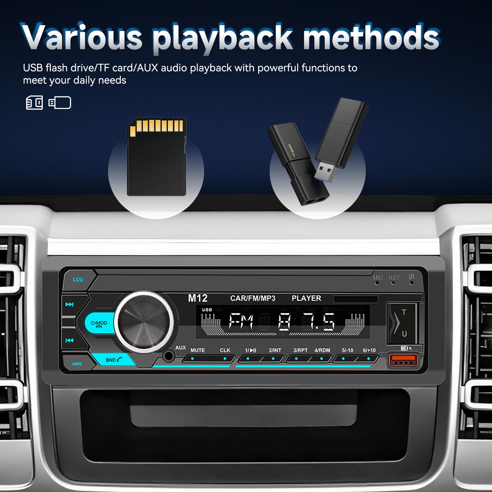 M12 Audio Systems 616UAB Car Stereo, Bluetooth, MP3, USB, Aux In, FM Radio